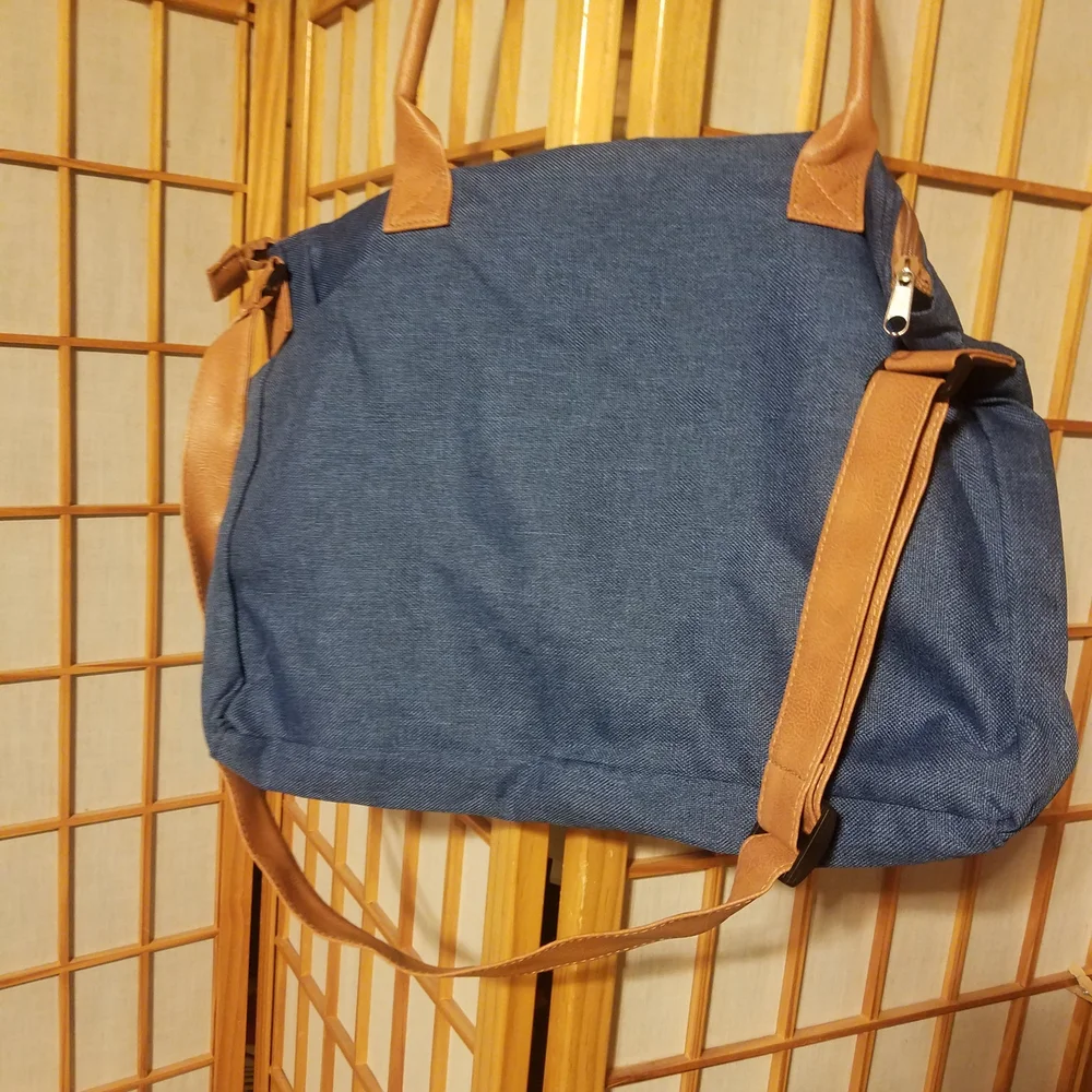 Stylish Blue and Tan Bag